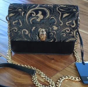 Roberto Cavalli Paisley Soft Calf Hair Shoulder / Crossbody Bag + Dust Bag Nwt